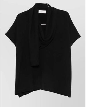 Lisa Yang Cashmere V-Neck Short-Sleeve Tunic - Black