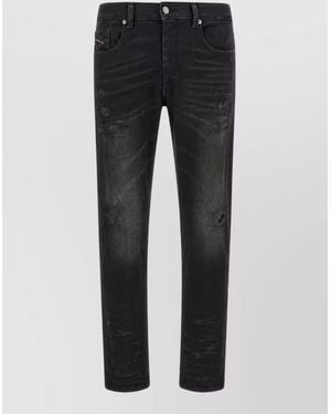 DIESEL Denim Mid-Rise Tapered Jeans - Black