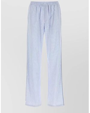 Dolce & Gabbana Poplin Pyjama Trousers Striped Embroidered Pockets - Blue
