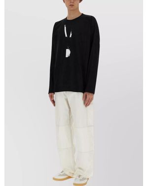 MM6 by Maison Margiela Cotton Wide-Leg Trousers - Black