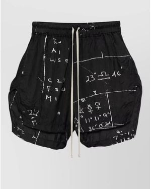 Rick Owens Cupro Boxer Shorts Dropped Crotch Side Slits - Black