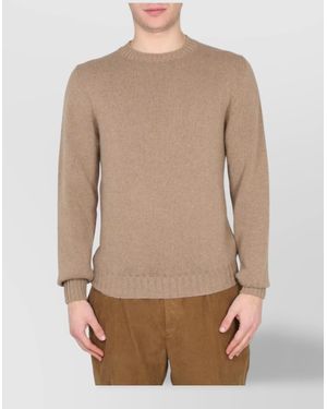 PT Torino Wool Angora Cross-Neck Ribbed Jumper - Natural