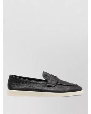 Prada Leather Loafers Round Toe Textured Sole - Multicolor