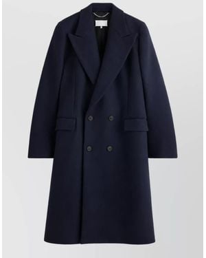 Maison Margiela Wool Double Breasted Coat - Blue