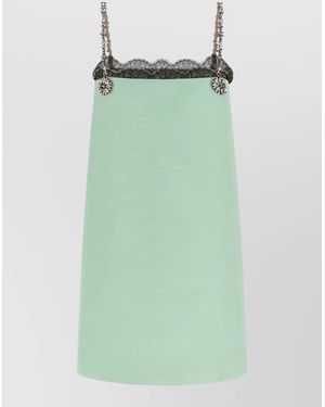 Valentino Garavani Crystal Embroidery Sleeveless Mini Dress Lace - Green