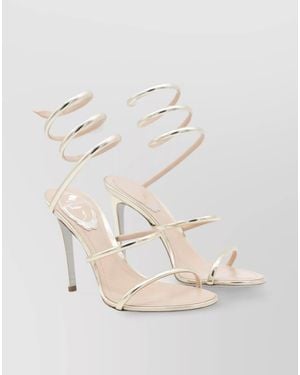 Rene Caovilla Metallic Spiral Strap Sandals - Natural