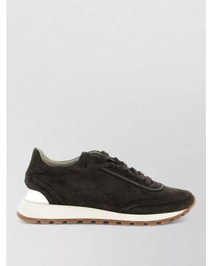 Brunello Cucinelli Suede Lace-Up Sneakers - Black