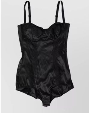 Dolce & Gabbana Lace Stretch Silk One Piece Beachwear - Black