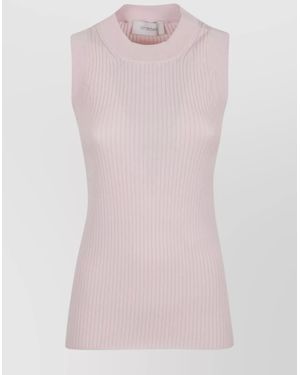 Sportmax High Neck Ribbed Sleeveless Knitwear - Pink