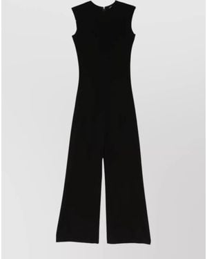 Norma Kamali Sleeveless Jumpsuit Crew Neckline Wide Leg - Black