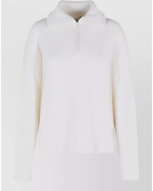Courreges Merino Wool Sweater High Collar Ribbed - White