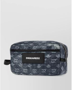 DSquared² Printed Fabric Clutch Bag - Grey