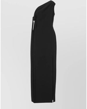 Solace London One Shoulder Maxi Dress Side Slit - Black