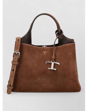 Tod's Shoulder Bag Small Zip Top Handle - Brown