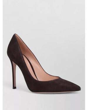 Gianvito Rossi High Heel Court Shoes Pointed Toe Suede - Brown
