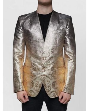 Dolce & Gabbana Silk Jacquard Single-Breasted Dress Blazer - Red