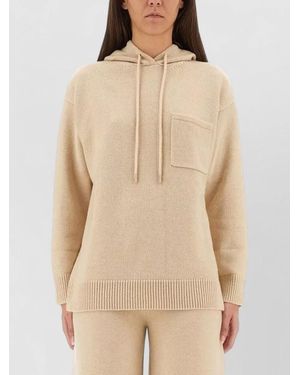 Max Mara Liana Hooded Knit Top Long Sleeves - Natural
