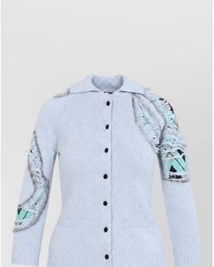 Moschino Silk Blend Ribbed Longline Cardigan - Blue