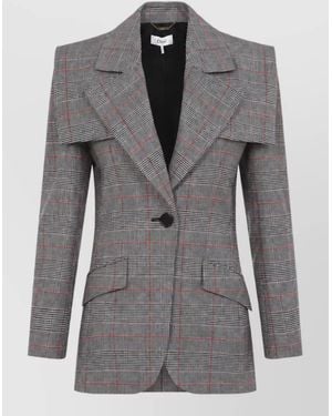 Chloé Wool Checked Single-Breasted Blazer - Grey