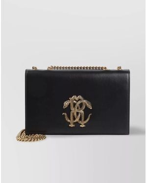 Roberto Cavalli Leather Chain Strap Shoulder Bag - Black