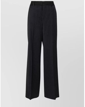 MSGM Wool Wide-Leg Trousers - Blue