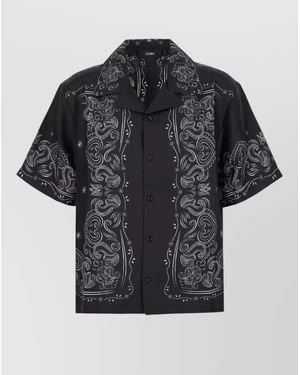 Amiri Silk Shirt Short Sleeves Paisley Pattern - Black