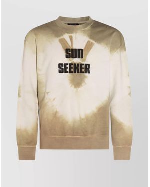 Mauna Kea Printed Sweatshirt With Ribbed Cuffs And Hem - Natural