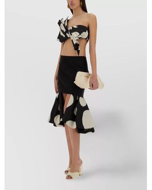 Nina Ricci One-Shoulder Ruffle Polka Dot Top - White