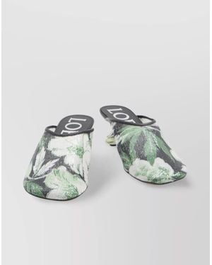 Loewe Sequined Floral Mesh Mules - White