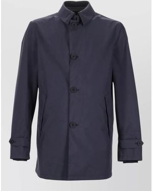 Herno Collared Neck Jacket Long Sleeves Pockets - Blue