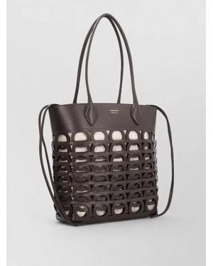 Ferragamo Gancini M Leather Beach Tote Bag - Black
