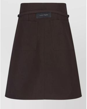 Courreges Straight Shorts Belt Loops Front Back Pockets - Black