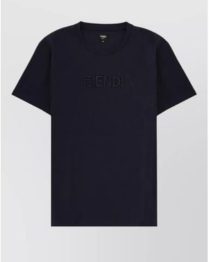 Fendi Cotton Logo T-Shirt - Blue