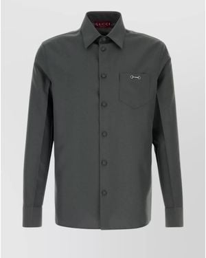 Gucci Long Sleeve Shirt Featuring Chest Pocket - Grey