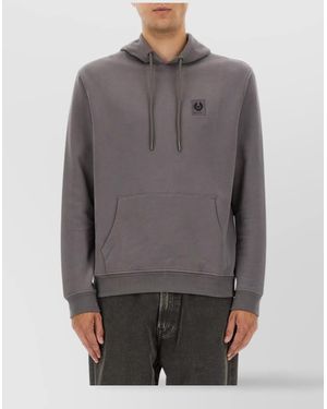 Belstaff Hooded Sweater Drawstring Kangaroo Pocket - Gray