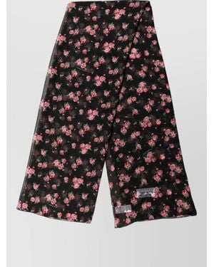 Dolce & Gabbana Silk Floral Long Scarf - Black
