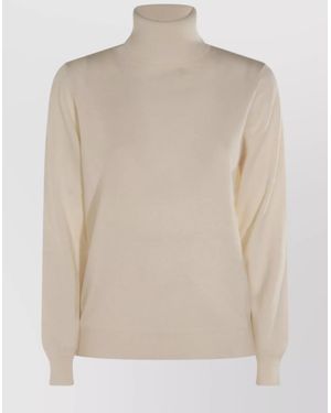 Malo Long Sleeve Turtleneck Knitwear Top - Natural