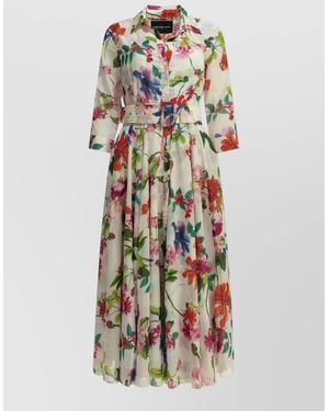 Samantha Sung Cotton Floral-Print Midi Dress - White