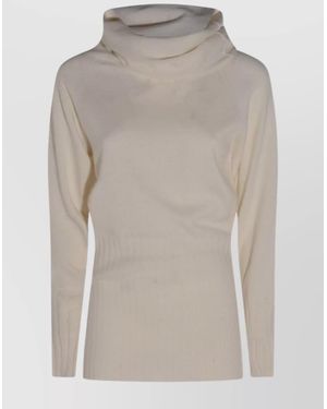 Malo Long Sleeve High Neck Knitwear Top - Grey