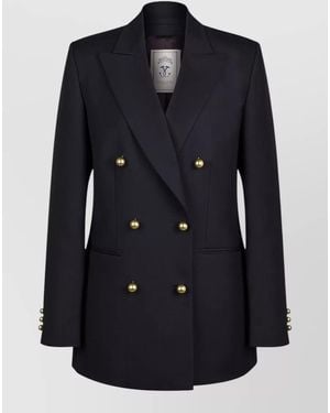 The Seafarer Longline Jacket Buttons Peak Lapels - Blue