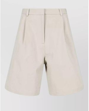 Frankie Shop Pleated Bermuda Shorts - Natural