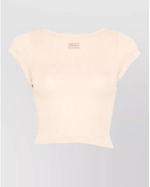 Jean Paul Gaultier Cotton Ribbed Slim-Fit Cropped Short-Sleeve T-Shirt - Natural