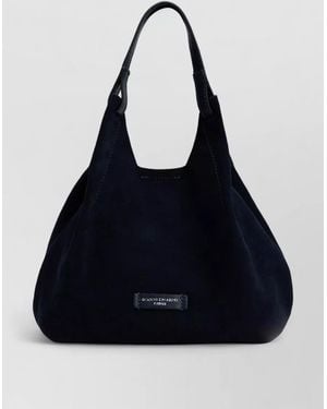 Gianni Chiarini Suede Shoulder Tote Bag Adjustable Strap - Black