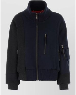 Maison Margiela Virgin Wool Reversible Quilted Bomber Jacket - Blue