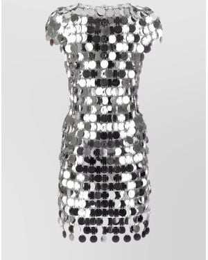 Rabanne Maxi Robe À Sequins Mini - White