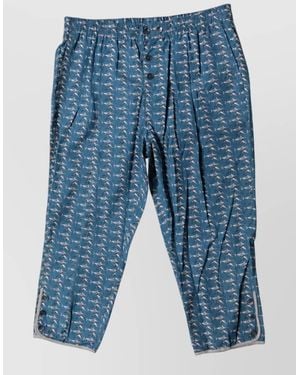 Dolce & Gabbana Shark Print Cropped Beach Pants - Blue