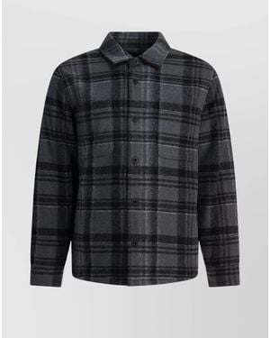 Vince Checked Shirt Jacket - Blue