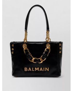 Balmain 1945 Small Shoulder Bag Leather Chain - Black