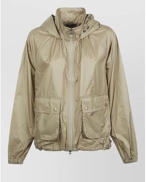 Barbour Rowane Hooded Showerproof Jacket Elastic Hem - Natural