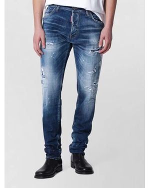 DSquared² Distressed Faded Wash Trousers Five Pocket - Blue